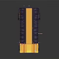 Cartoon Scene Pixelated Yellow School Bus With Black Windows And Wheels