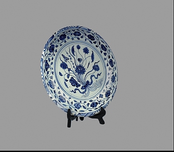 Chinese Plate Art Bookshelf Ornaments 3d model