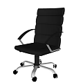 Brown Leather Leisure Chair with Metal Armrests and Wheeled Base Modern Design