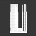 Twin Modern Skyscrapers With Base Building Central Green Area And Swimming Pool Exterior Design