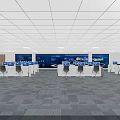 Modern Control Room Interior With Large Display Screens Multiple Monitors And Control Desks 3d model