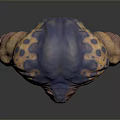 Muscular Game And Movie Monster Character With Orange Blue Spots And Bulging Face
