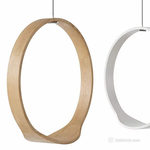 Modern Wooden and White Circular Wall Decor for Home Interior Decoration 3d model 