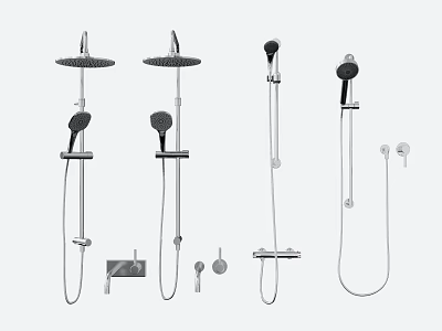 Modern Shower Systems With Overhead Rain Handheld Spray And Slide Bar Mounts 3d model