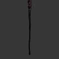 Ancient Wooden Magical Staff With Twisted Design And Dark Textured Surface