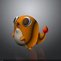 Cute Orange Chibi Creature Character With Big Eyes Flame Tail And White Belly