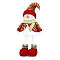 Cute Snowman Sculpture with Red Gold Checkered Hat Scarf White Body and Red Boots