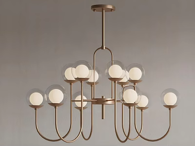 Modern Minimalist Chandelier With Metal Frame And Spherical Lampshades For Interior Lighting 3d model