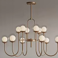 Modern Minimalist Chandelier With Metal Frame And Spherical Lampshades For Interior Lighting