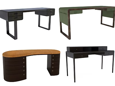 Modern Desks With Various Designs Drawers And Color Options For Home Office 3d model