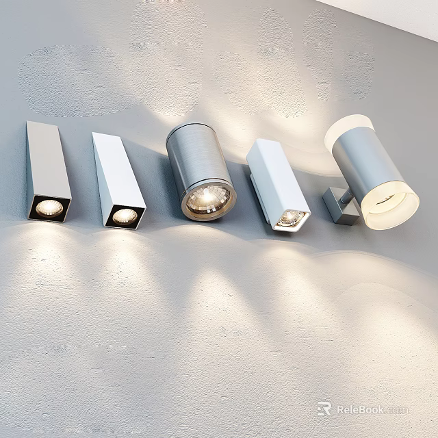 Various Styles Silver White Downlights And Spotlights For Indoor Wall Lighting 3d model 