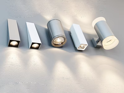Various Styles Silver White Downlights And Spotlights For Indoor Wall Lighting 3d model