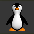 Toy Penguin Character With Black White Body Orange Beak And Feet On Dark Background