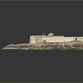 Scenic Coastal Lighthouse Building On Rocky Shore With Blue Water