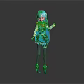 Anime Virtual Character With Blue Hair Twin Tails Blue White Outfit Black Stockings And Blue Heels