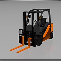 3D Rendered Orange Forklift Truck With Black Accents And Industrial Design Features