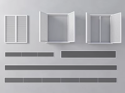 Modern Air Conditioner Vents Featuring Various Louvered and Grilled Designs 3d model