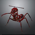 Red Mechanical Ant Robot Character With Detailed Metallic Body And Legs