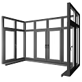 Various Casement Windows Designs With Different Opening Styles Frame Structures And Handle Details 3d model