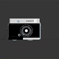 CHALINA 6 Vintage Digital Camera With White Black Body Black Lens Round Base And Strap