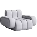 Modern Single Sofa Designs in Orange Blue Gray with Rounded Lines and Metal Button Details