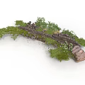 Modern Garden Landscape Design Featuring Stone Structure Lush Greenery And Small White Flowers