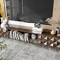 Modern TV Stand Design In Living Room With TV Books And Plants