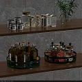 Green And Black Rotating Kitchen Storage Racks Organizing Spice Bottles And Food Jars