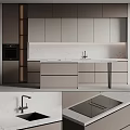 Elegant Modern Kitchen Interior Design With Light Gray Cabinets And Marble Countertop 3d model