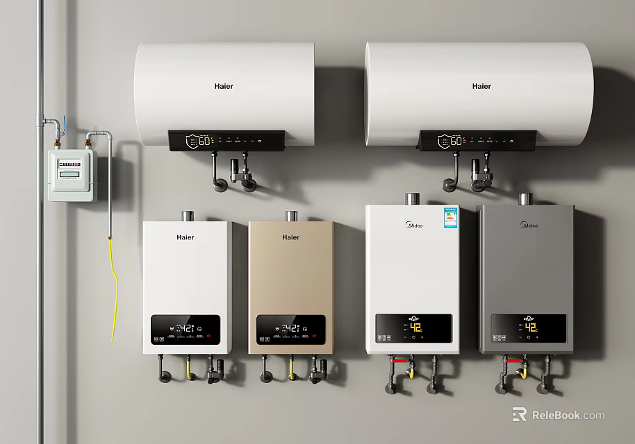 Household Electrical Appliances Wall Mounted Water Heaters And Boilers Different Colors Design 3d model 
