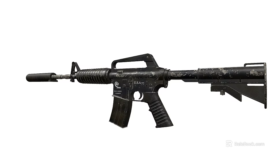 Black Tactical Rifle Weapon With Military Design Barrel And Magazine Features 3d model 