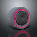 MELO ZERO Portable Computer Speaker With Gray Texture And Pink Accent Ring 3d model