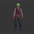 Male Character in Standing Pose Wearing Gray Vest Blue Shirt Brown Pants Brown Boots