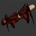Red Armored Fantasy Character With Spider Like Creature Intricate Design Details