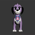 Purple Cartoon Dog Character With Black Ears Blue Bandana And Red Badge