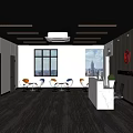 Modern Office Reception Area With White Desk Chairs Window City View Logo And Plant