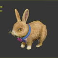 Adorable Orange Rabbit With Blue Collar Red Heart Long Ears Yellow Eyes And White Paws