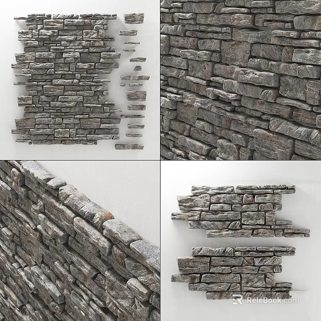 Creative Stacked Stone Wall Decor Design Ideas For Home Interiors 3d model 