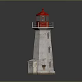 Decorative Lighthouse Furniture Model With Red Top White Structure And Small House