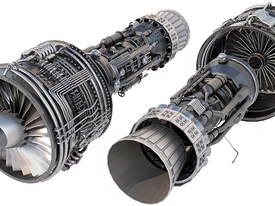 High Performance Aircraft Engine 3D Model With Turbine Blades And Internal Components 3d model