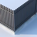 Modern Black Outdoor Fence With Vertical Slats And Concrete Base Design