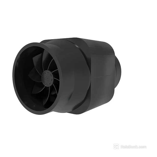 Black Industrial Fan Component With Impeller Cylindrical Design And Compact Structure 3d model 