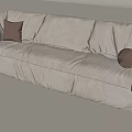 French Cream Double Sofa Fabric Double Sofa Solid Wood Double Sofa 3d model