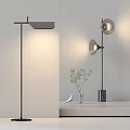 Modern Metal Floor Lamp With Soft Lighting And Small Green Plant White Bird Ornament
