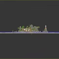Futuristic Sci Fi Island Scene With Palm Trees Lighthouse And Ships On Blue Water