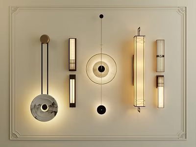 Modern Wall Lamps With Different Shapes Glass And Metal Finishes Warm Lighting 3d model