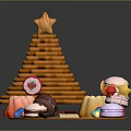 Festive Christmas Tree Shaped Dessert Tower With Strawberry Macaron Chocolate And Candy Decorations