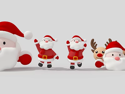 Festive Christmas Inflatable Santa Claus And Reindeer Decorations For Outdoor Holiday 3d model