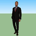 Two Men in Formal Black Suits Standing with Hands in Pockets 3d model