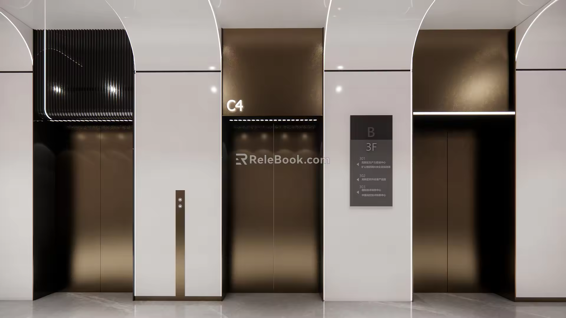 modern elevator hall 3d model